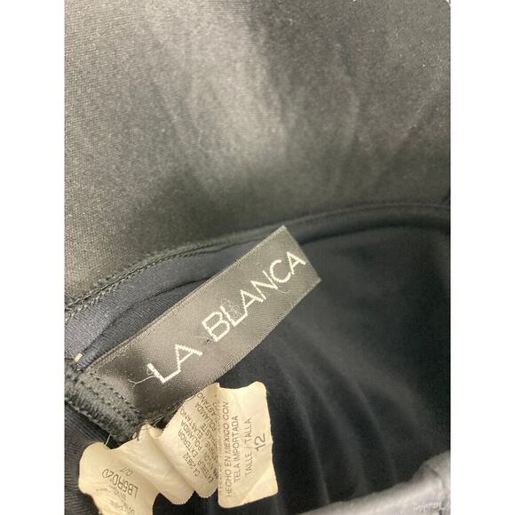 La Blanca Core Solid Bandeau One Piece Shirred Swimsuit Black Size 12 - Picture 6 of 9